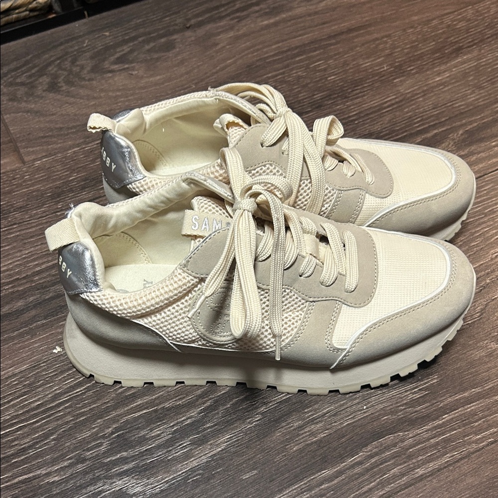 Sam & Libby Cream and Tan Women's Sneakers